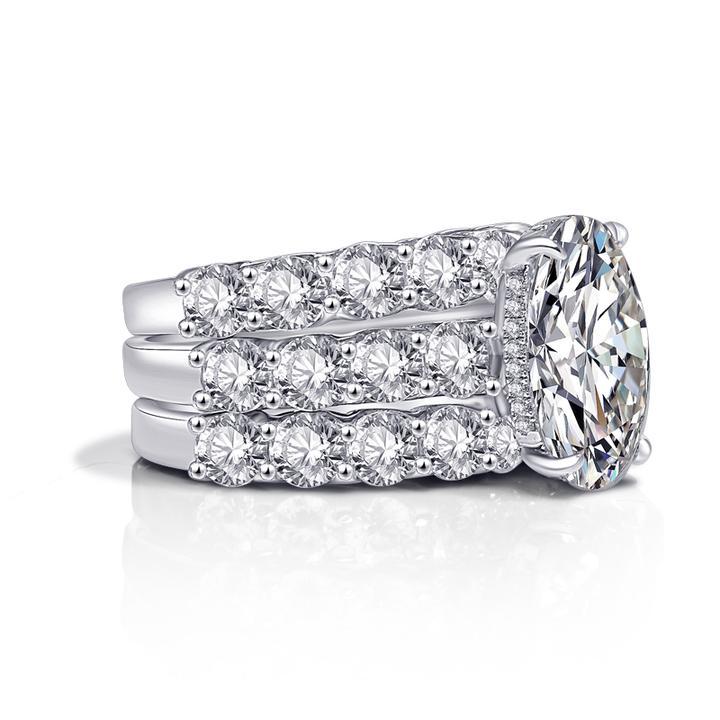 Oval Cut Bridal Set with Half-Eternity Band Shineofdiamond