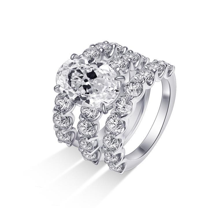 Oval Cut Bridal Set with Half-Eternity Band Shineofdiamond