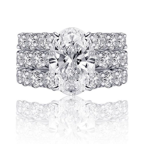 Oval Cut Bridal Set with Half-Eternity Band Shineofdiamond