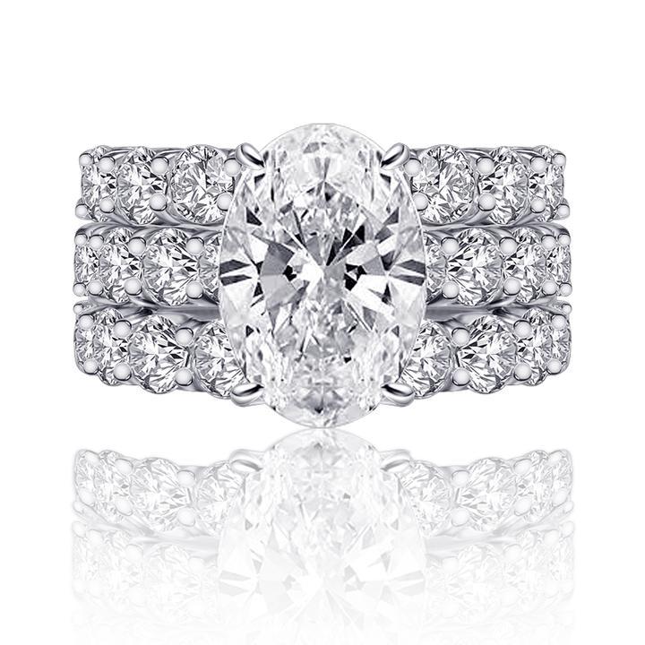 Oval Cut Bridal Set with Half-Eternity Band Shineofdiamond