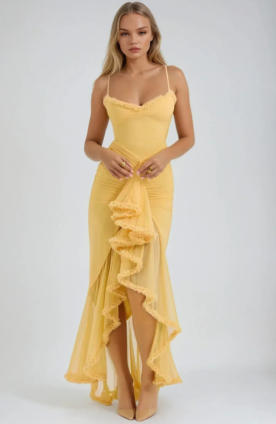 Chloe™ | Yellow Mesh Dress