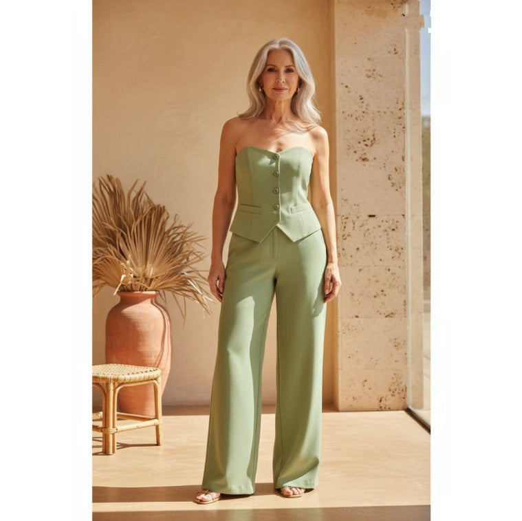 Aria™ | Strapless Buttoned Two-Piece Set
