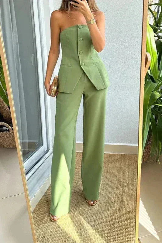 Aria™ | Strapless Buttoned Two-Piece Set