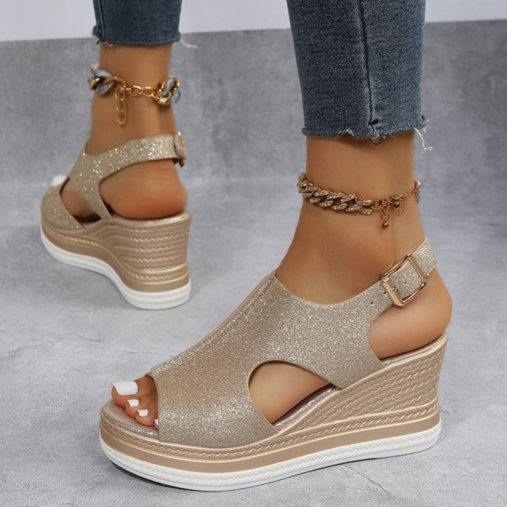Adalynn™ | Metallic Wedge Sandals
