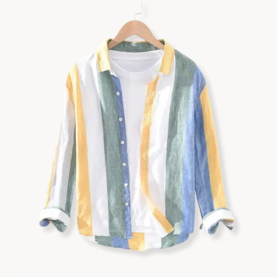 Seascape Stripe Linen Button-Down - Shirt CAAYWORLD