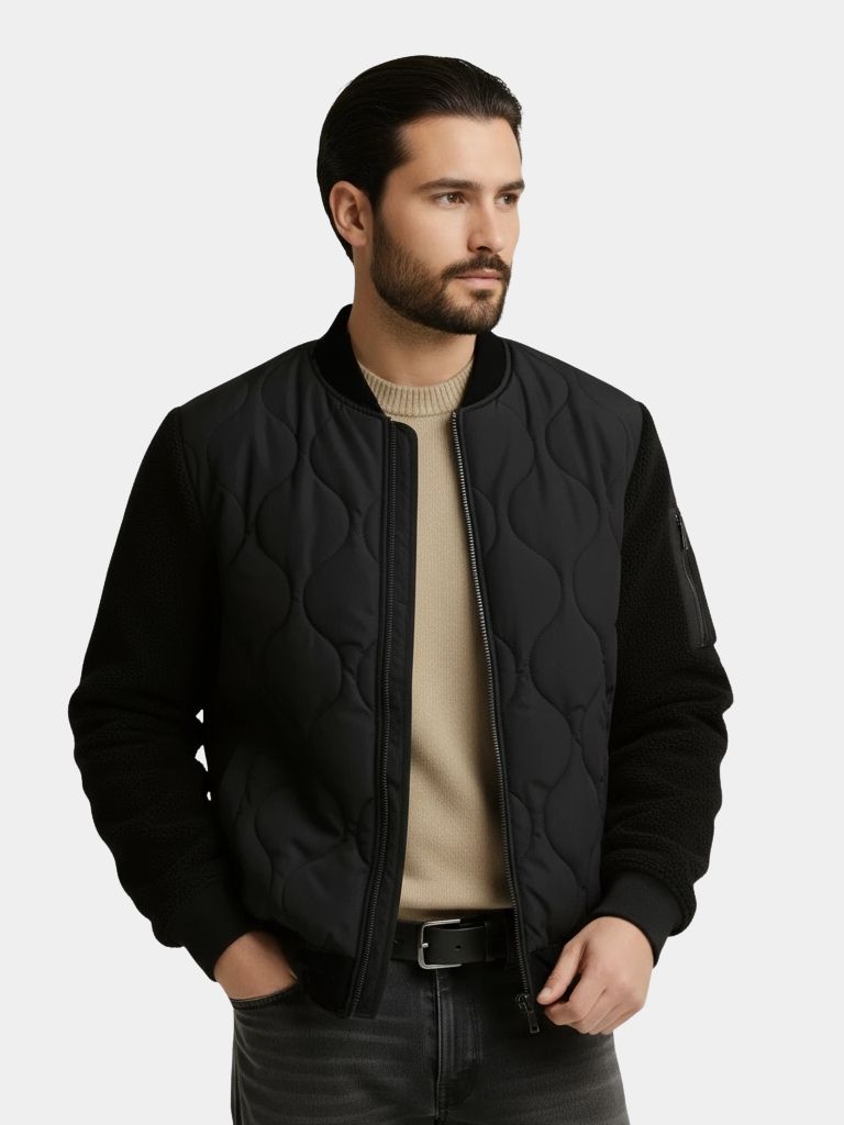Sherpa Sleeves Padded Bomber Jacket - CAAYWORLD CAAYWORLD
