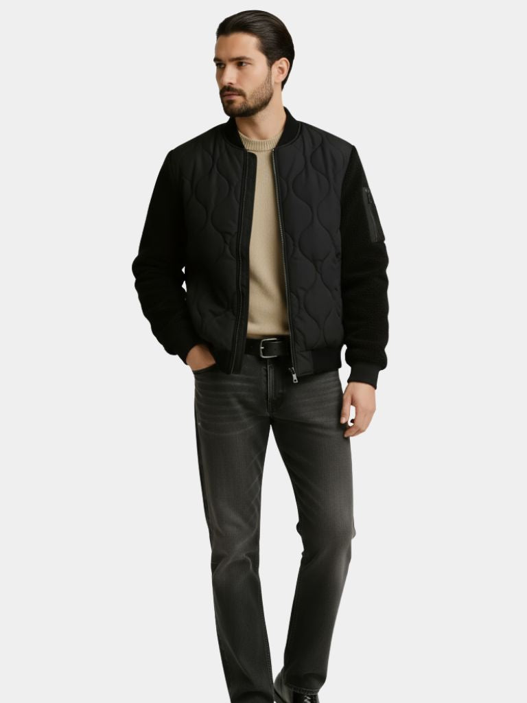Sherpa Sleeves Padded Bomber Jacket - CAAYWORLD CAAYWORLD