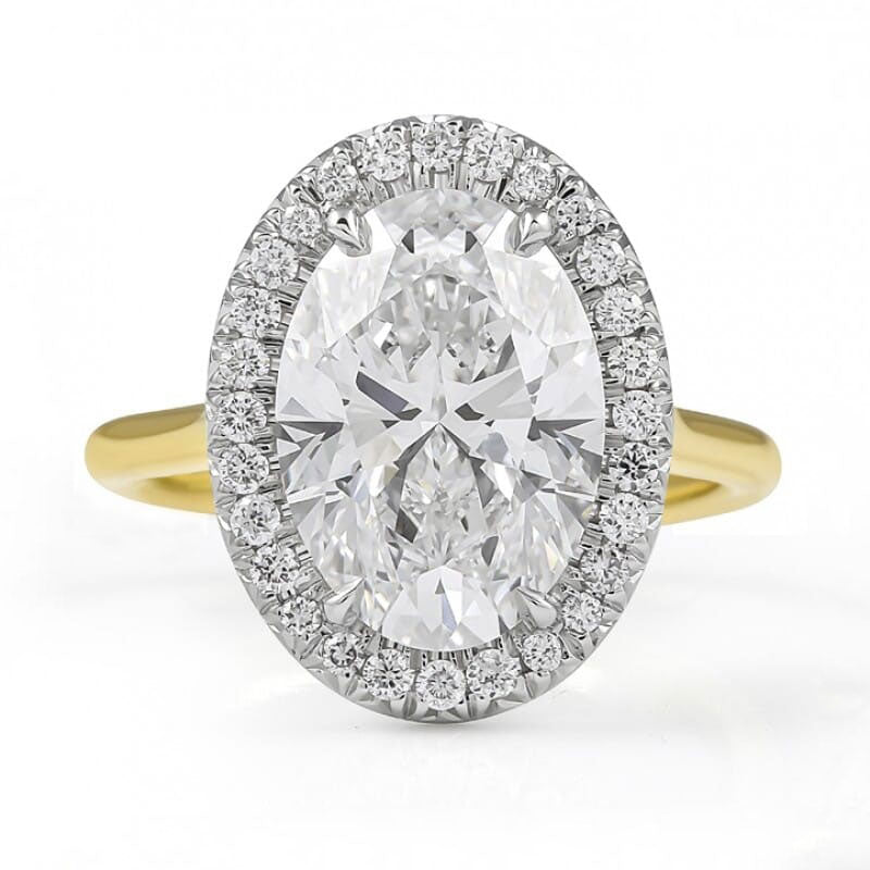4.0 Carat Oval Cut Two Tone Sterling Silver Engagement Ring shineofdiamond