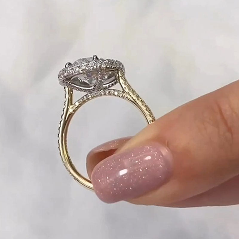 4.0 Carat Oval Cut Two Tone Sterling Silver Engagement Ring shineofdiamond