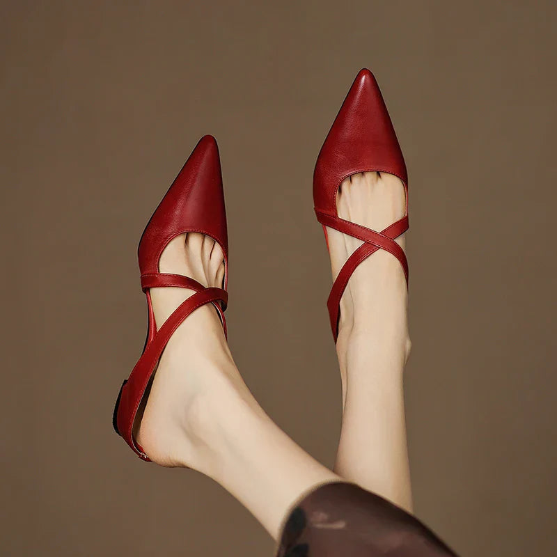 Siena Leather Cross-Strap - Mules CAAYWORLD