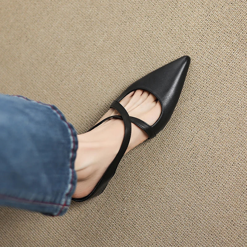 Siena Leather Cross-Strap - Mules CAAYWORLD