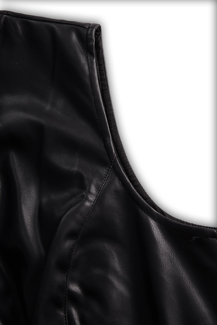 Sleeveless Zip-Front Faux Leather Sleek Look - Romper CAAYWORLD