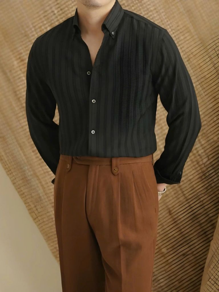 Striped Button Down Seersucker Shirt - CAAYWORLD CAAYWORLD