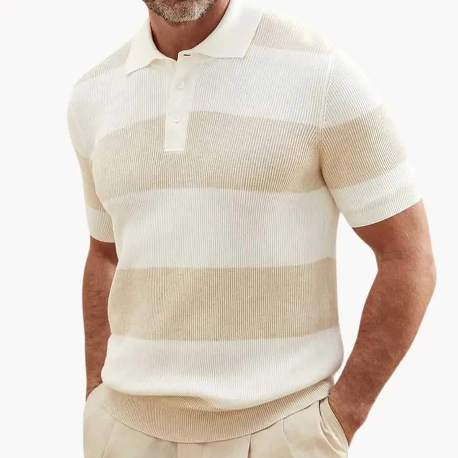 Striped Damask Knit - Polo CAAYWORLD