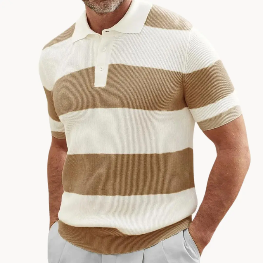 Striped Damask Knit - Polo CAAYWORLD
