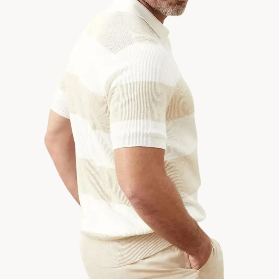 Striped Damask Knit - Polo CAAYWORLD