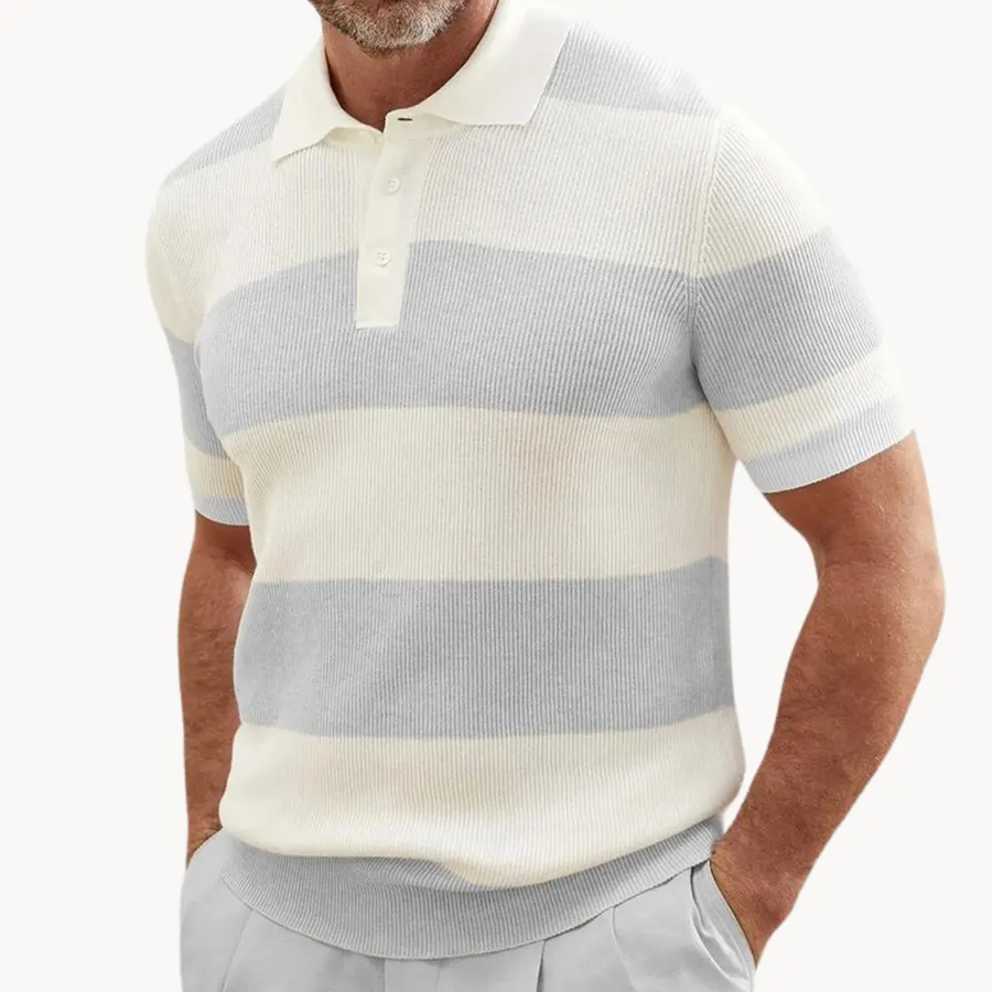Striped Damask Knit - Polo CAAYWORLD