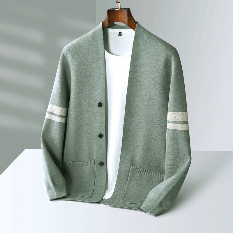 Striped Knit Open Front - Cardigan CAAYWORLD MEN