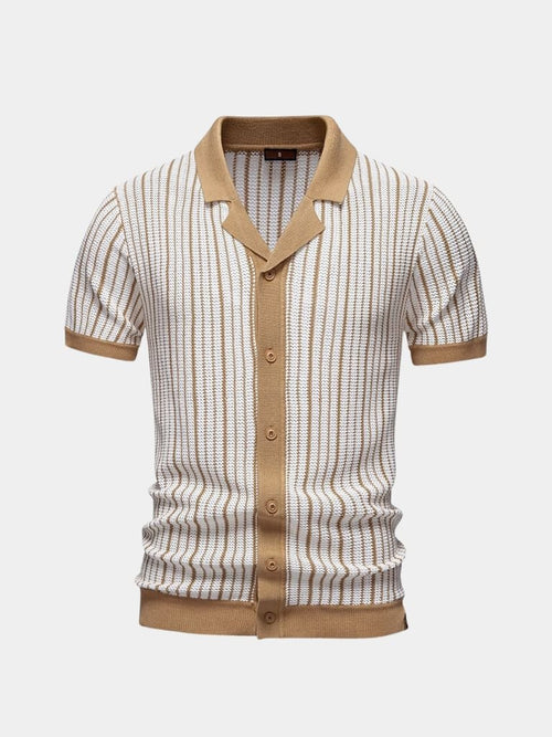Striped Knit Polo Shirt - CAAYWORLD CAAYWORLD