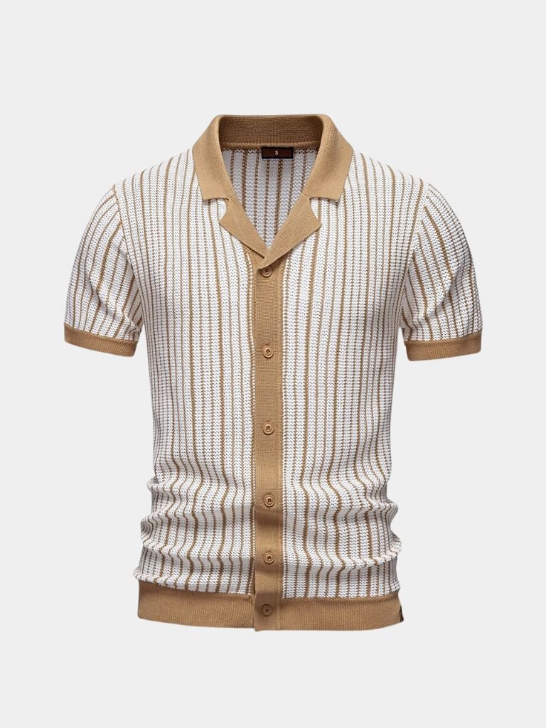 Striped Knit Polo Shirt - CAAYWORLD CAAYWORLD