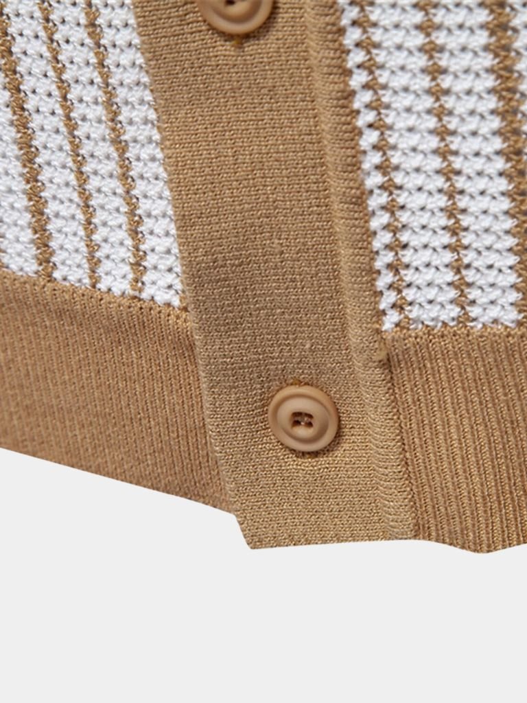 Striped Knit Polo Shirt - CAAYWORLD CAAYWORLD