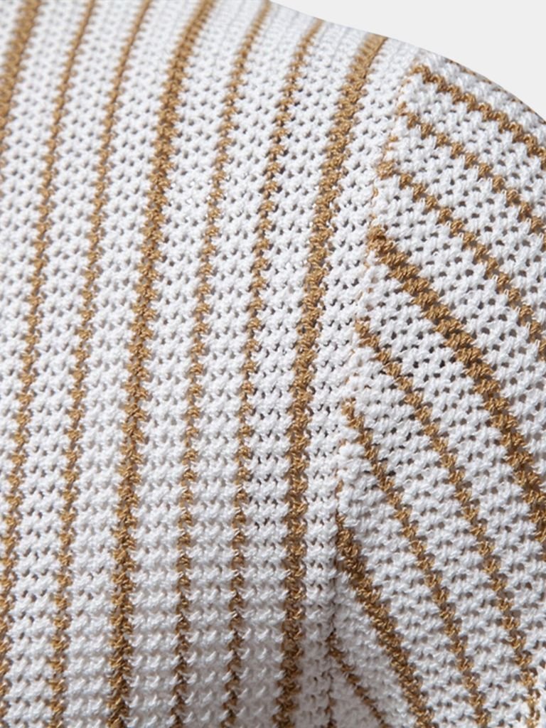 Striped Knit Polo Shirt - CAAYWORLD CAAYWORLD