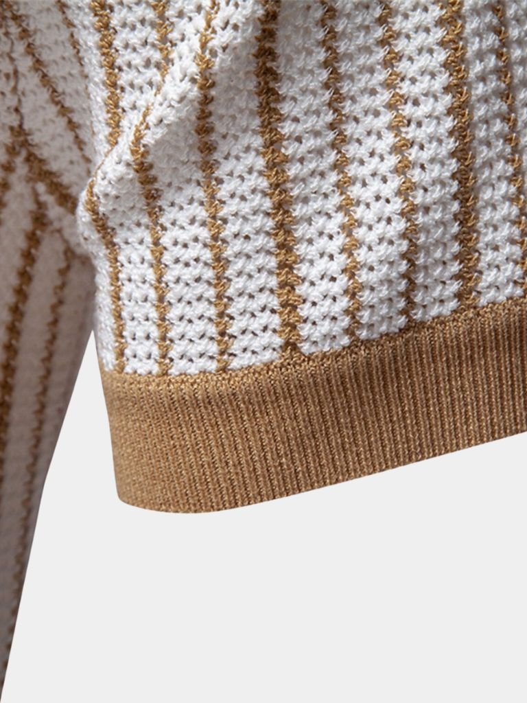 Striped Knit Polo Shirt - CAAYWORLD CAAYWORLD