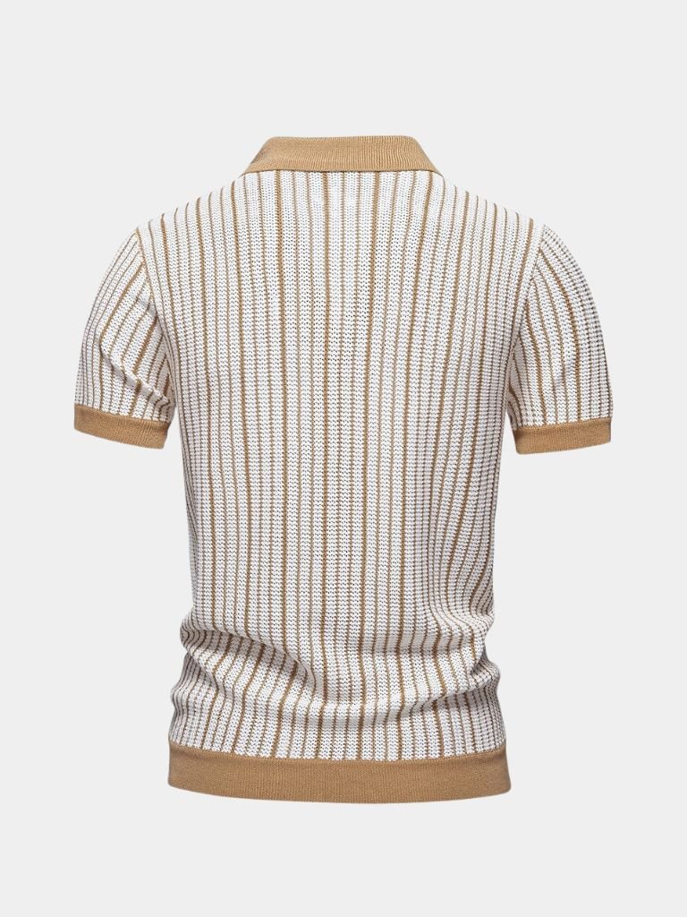 Striped Knit Polo Shirt - CAAYWORLD CAAYWORLD