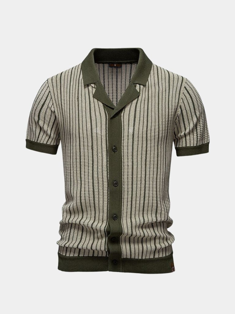 Striped Knit Polo Shirt - CAAYWORLD CAAYWORLD