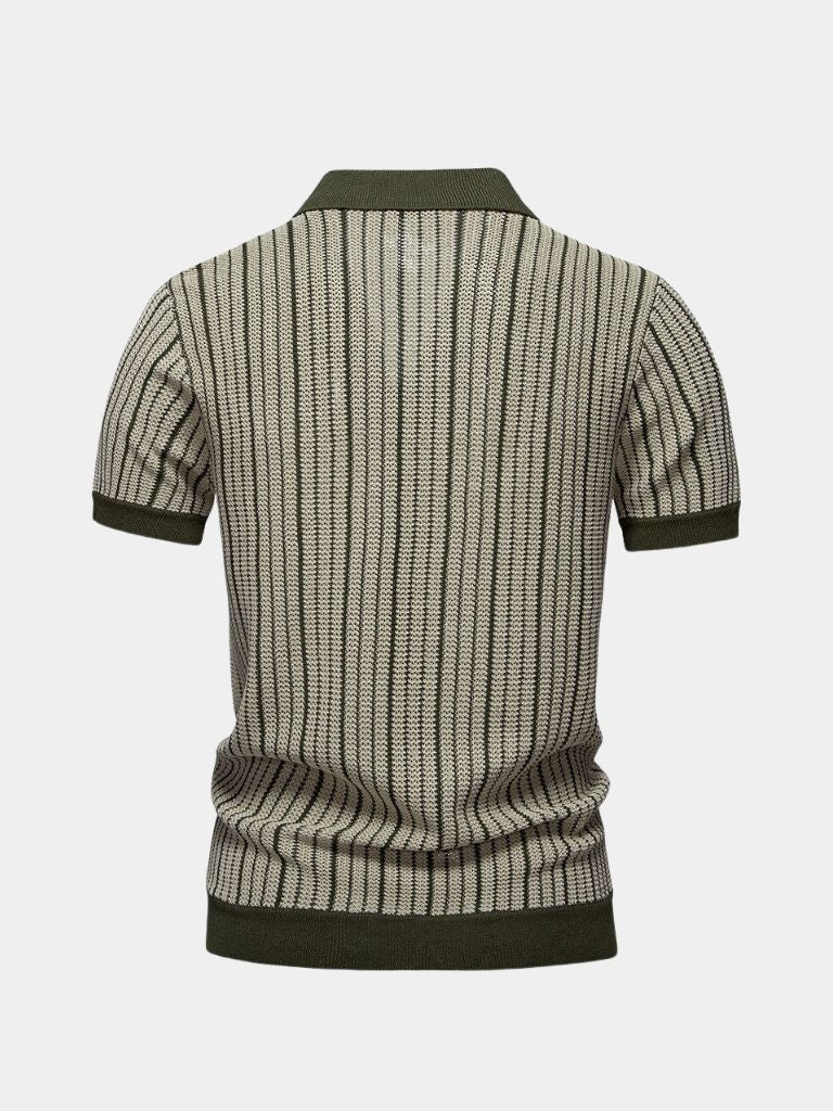 Striped Knit Polo Shirt - CAAYWORLD CAAYWORLD