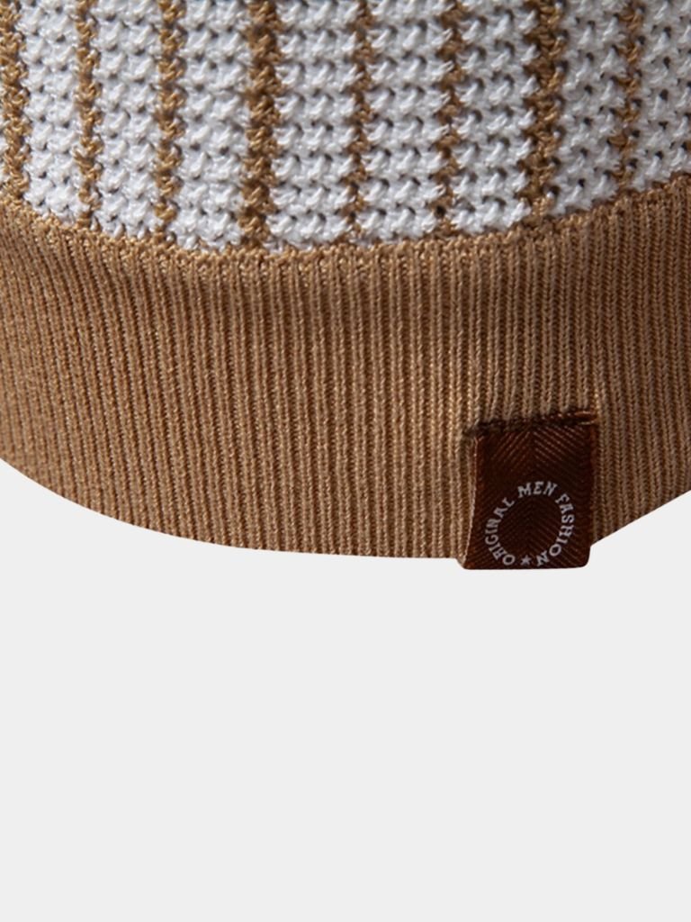 Striped Knit Polo Shirt - CAAYWORLD CAAYWORLD