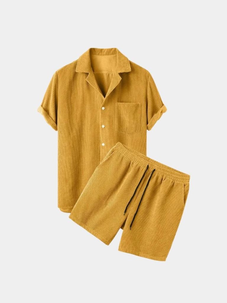 Summer Corduroy Set Shorts and Shirt - CAAYWORLD CAAYWORLD