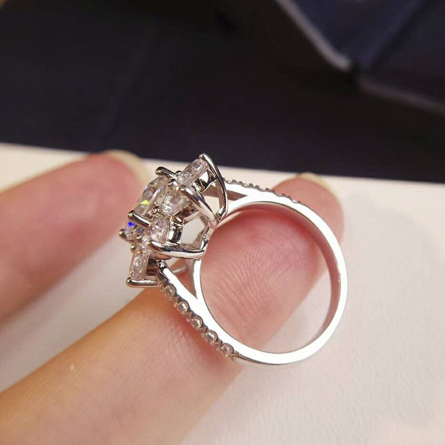 1 CT Sunflower Sterling Silver Engagement Ring Shineofdiamond