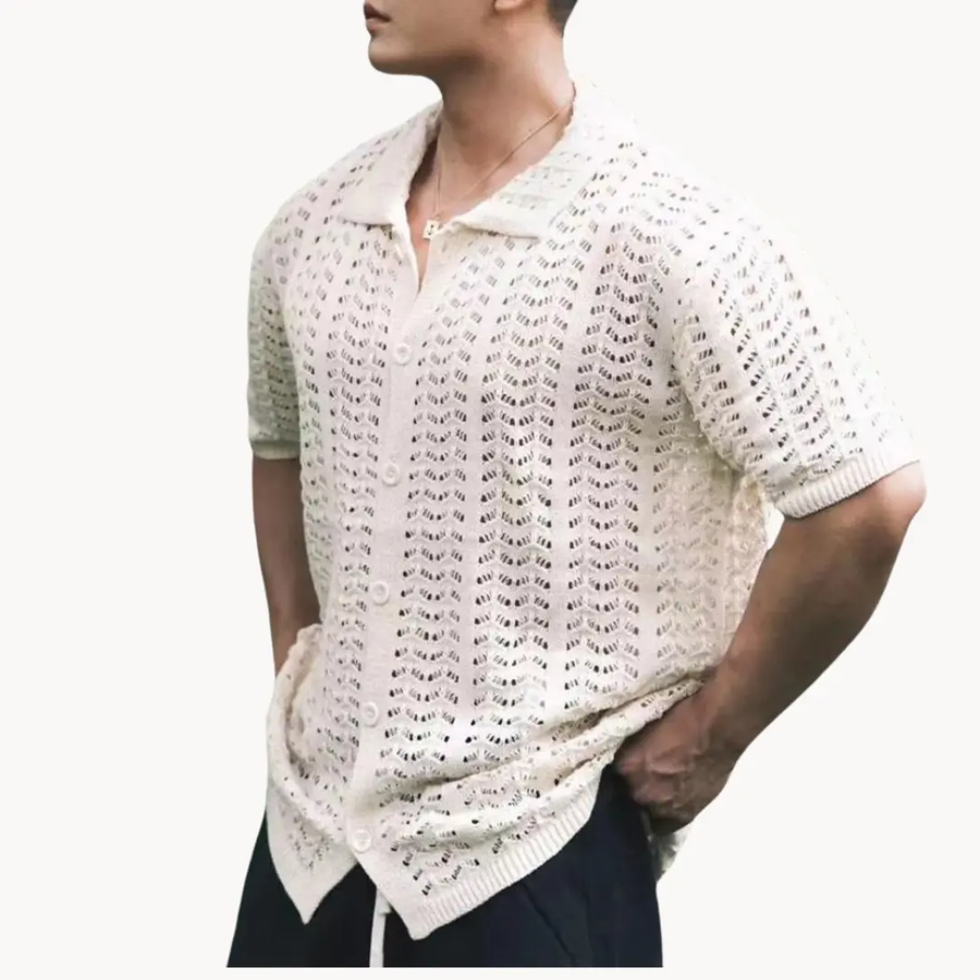 Sweater-Knit Polo - Polo Shirt CAAYWORLD