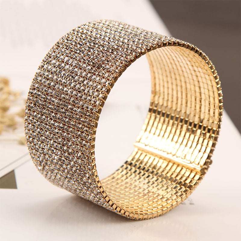 Fashion Multi-Row Rhinestones Open Bangle Dazzleyesjewelry