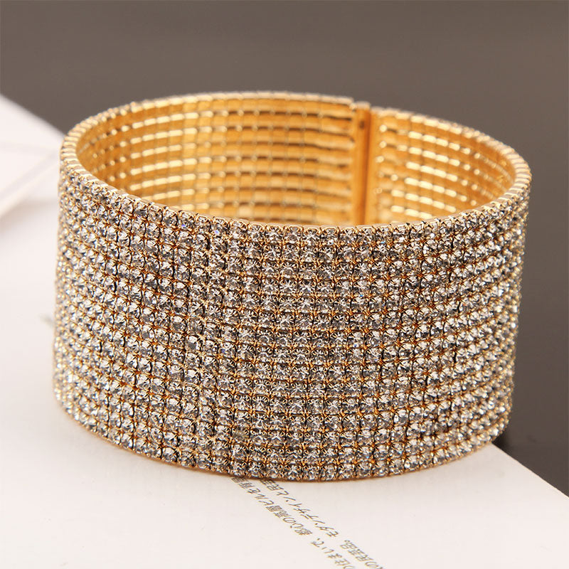 Fashion Multi-Row Rhinestones Open Bangle Dazzleyesjewelry