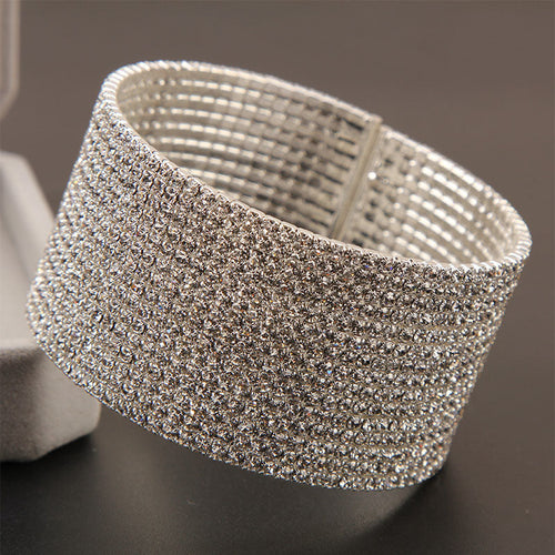 Fashion Multi-Row Rhinestones Open Bangle Dazzleyesjewelry