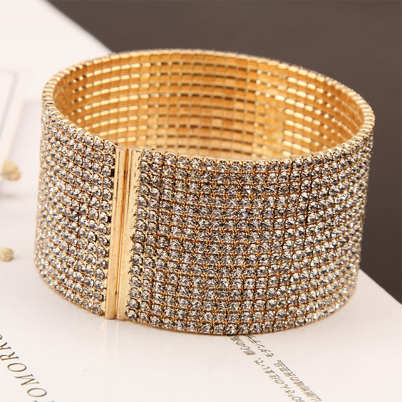 Fashion Multi-Row Rhinestones Open Bangle Dazzleyesjewelry