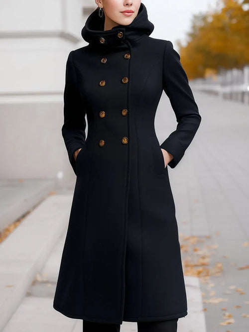 Tailored Double-Breasted Hooded Wool-Blend - Coat CAAYWORLD