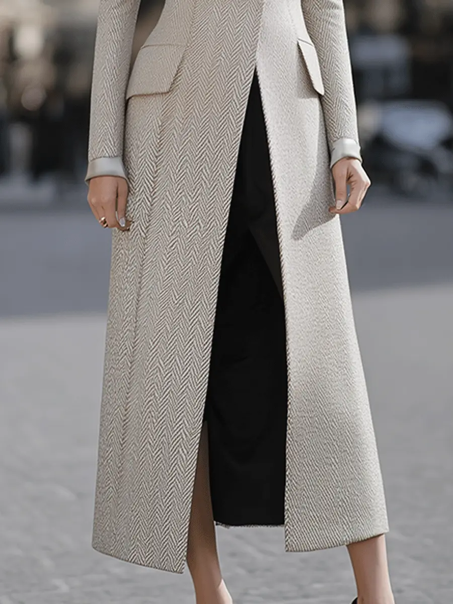 Tailored Herringbone Longline - Coat CAAYWORLD