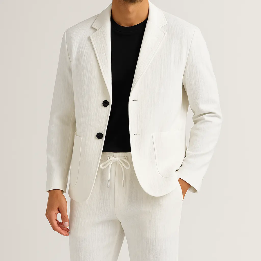 Tailored Linen Blazer Set - Two-Piece Set CAAYWORLD