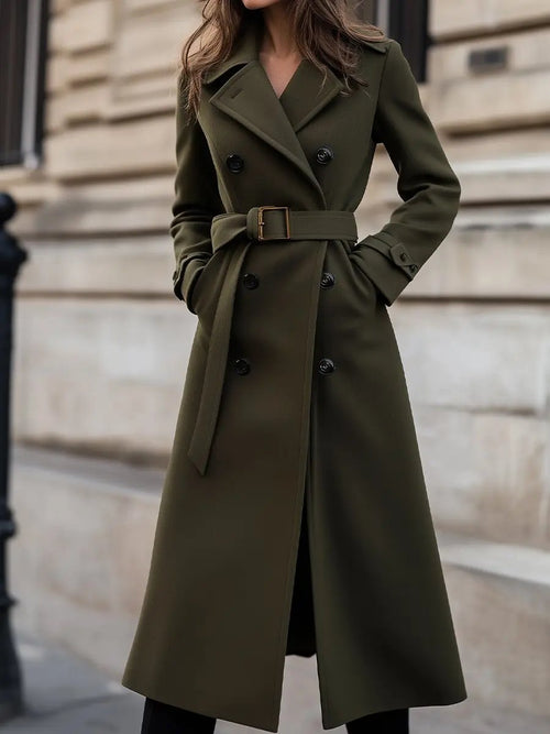 Tailored Olive Green Wool, Classic Winter Style - Wool Coat CAAYWORLD