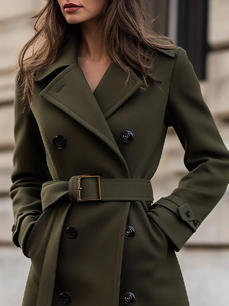 Tailored Olive Green Wool, Classic Winter Style - Wool Coat CAAYWORLD