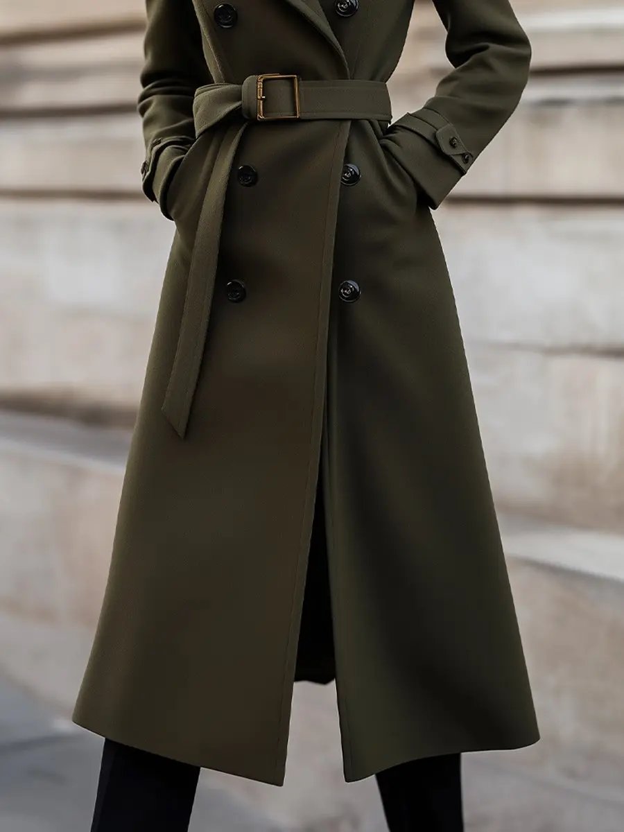 Tailored Olive Green Wool, Classic Winter Style - Wool Coat CAAYWORLD
