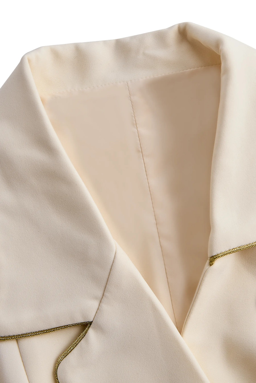 Tailored White Sleeveless Blazer With Gold Trim - Romper CAAYWORLD