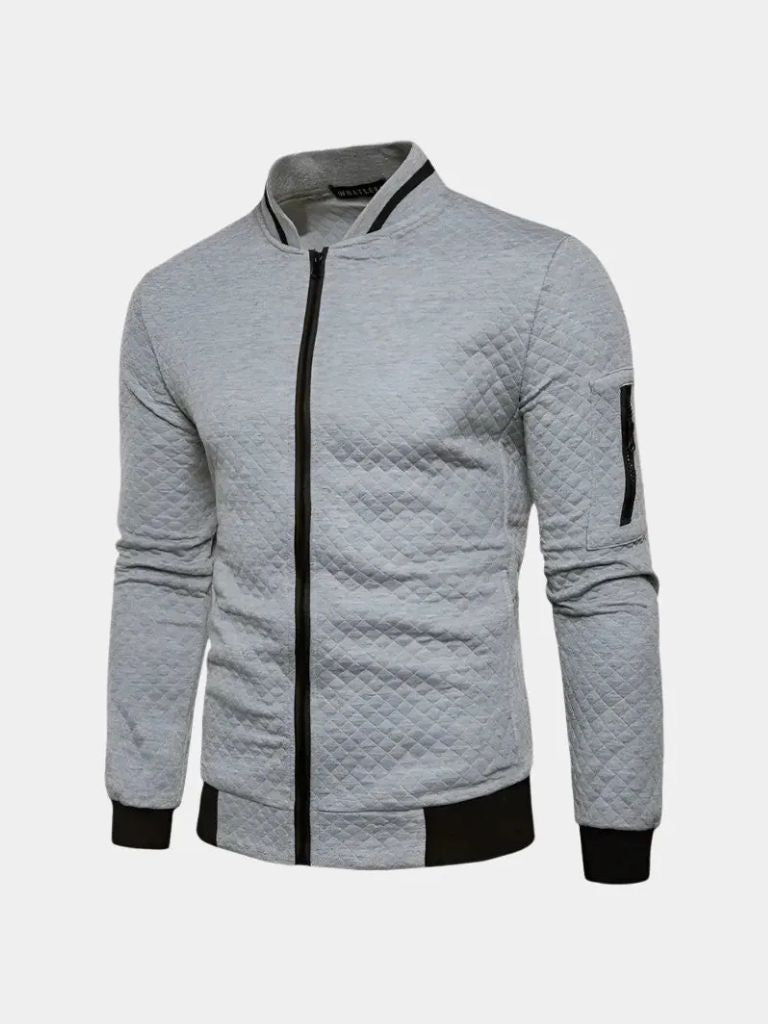 Textured Casual Bomber Jacket - CAAYWORLD CAAYWORLD