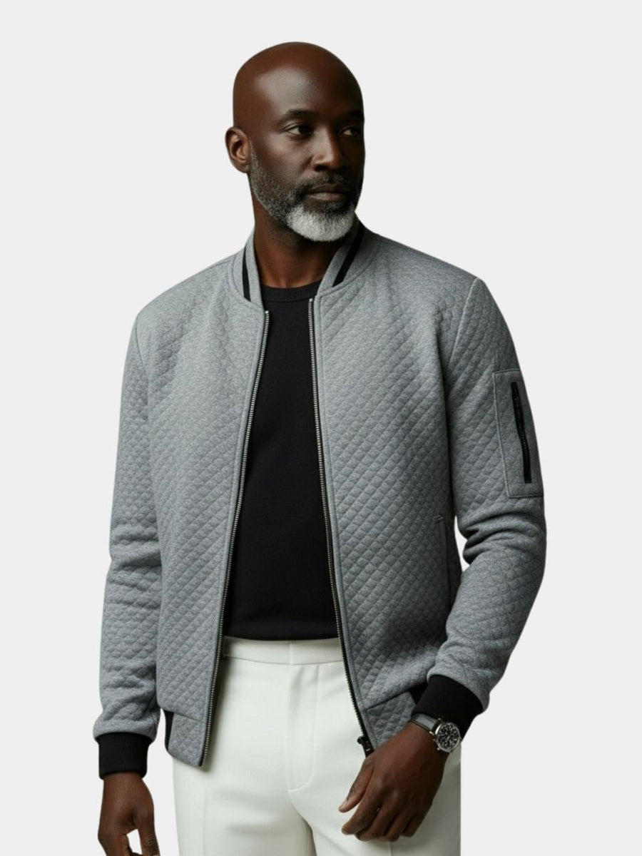 Textured Casual Bomber Jacket - CAAYWORLD CAAYWORLD