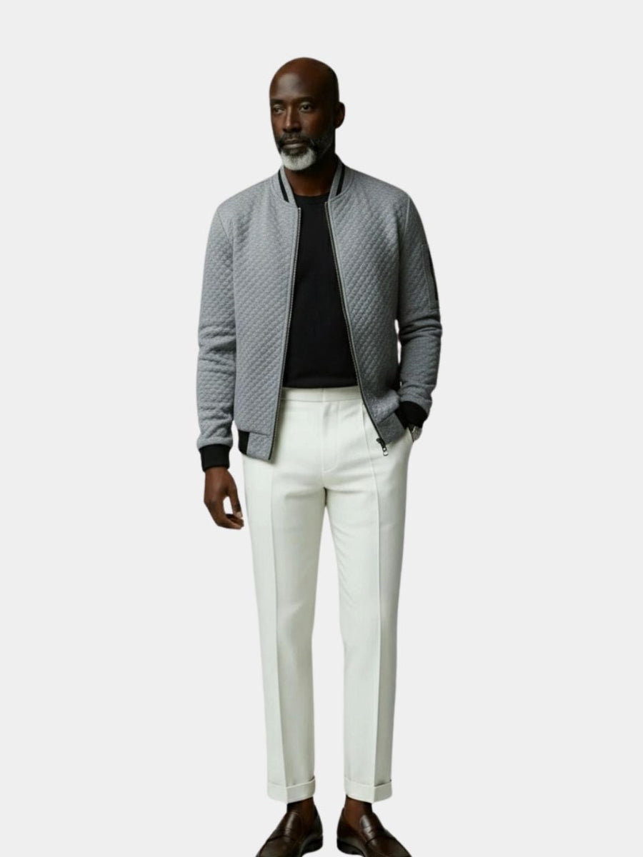 Textured Casual Bomber Jacket - CAAYWORLD CAAYWORLD