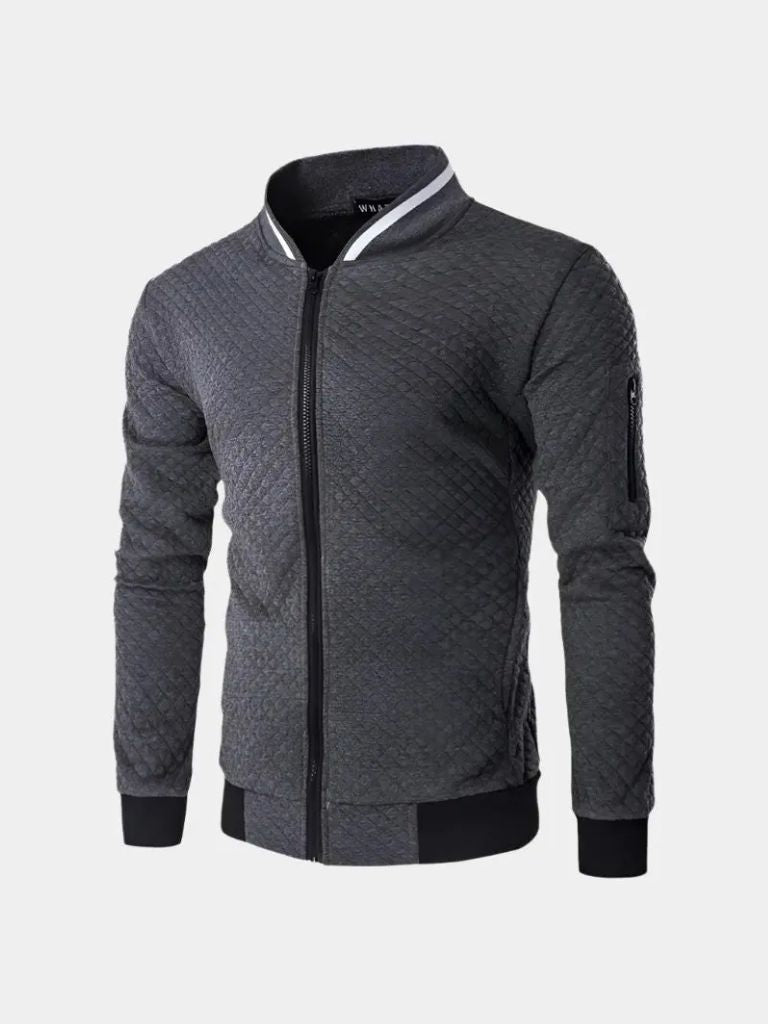 Textured Casual Bomber Jacket - CAAYWORLD CAAYWORLD