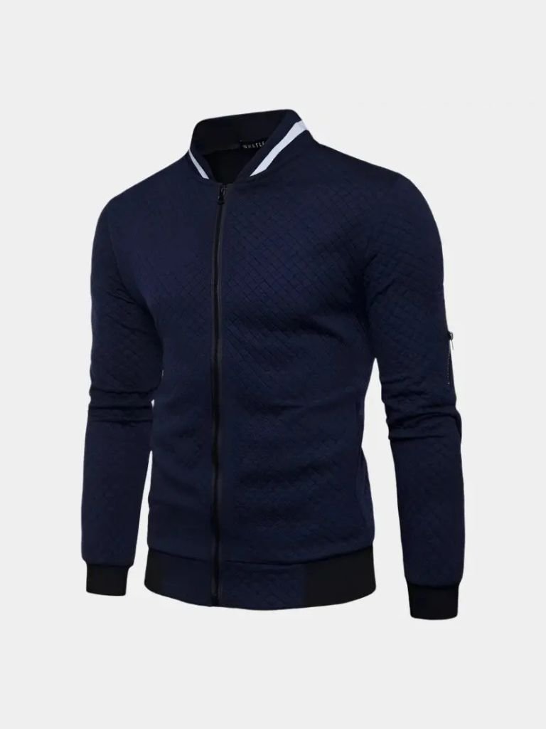 Textured Casual Bomber Jacket - CAAYWORLD CAAYWORLD